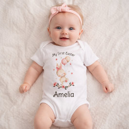 Body Para Bebê Personalized My First Easter Baby Girl with Bunny
