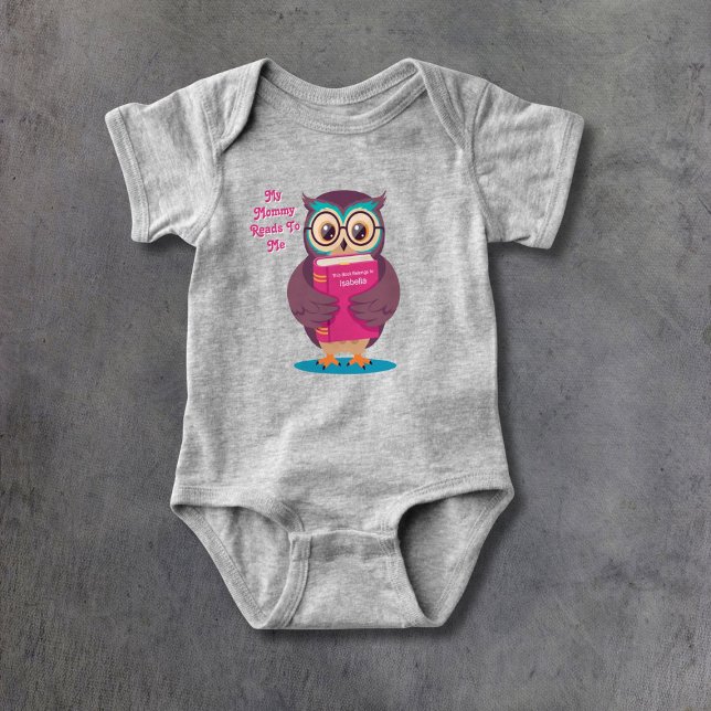 Body Para Bebê Personalized My Mommy Reads To Me Book Owl (Criador carregado)