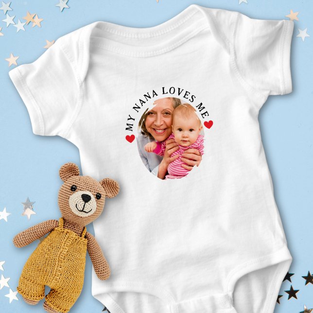 Body Para Bebê Personalized Photo My Nana Loves Me Grandchild (Criador carregado)