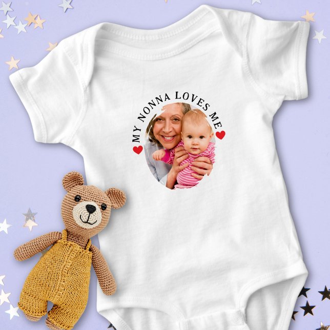Body Para Bebê Personalized Photo My Nonna Loves Me Grandchild (Criador carregado)