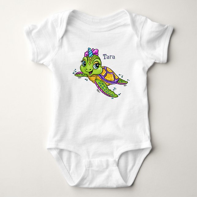 Body Para Bebê Personalized Sea Turtle (Frente)