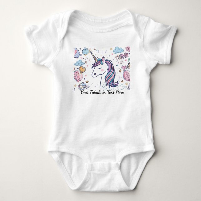 Body Para Bebê Personalized Unicorn Teddy Bear for Kids  Lovers (Frente)