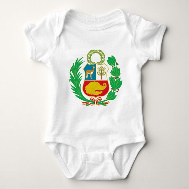 Body Para Bebê Peru - escudo Nacional (emblema nacional) (Frente)