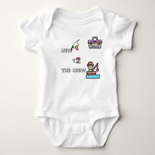 Body Para Bebê Pesca personalizável do PINK "Nova para a tripulaç (Frente)