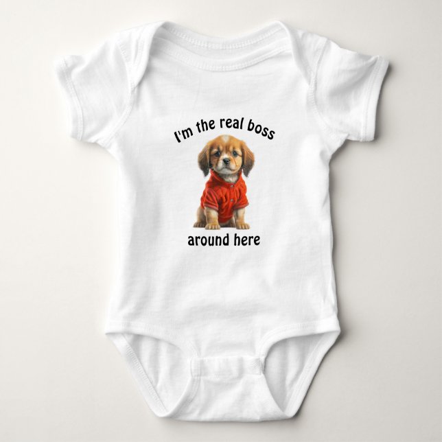 Body Para Bebê Pet Photo Boss Dog Personalizado (Frente)