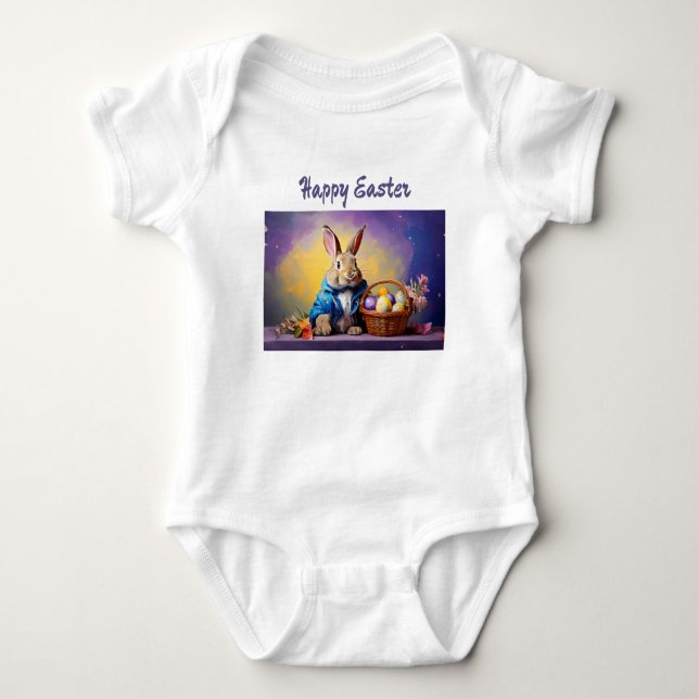 Body Para Bebê Peter Easter Bunny com Ovos de Páscoa (Frente)