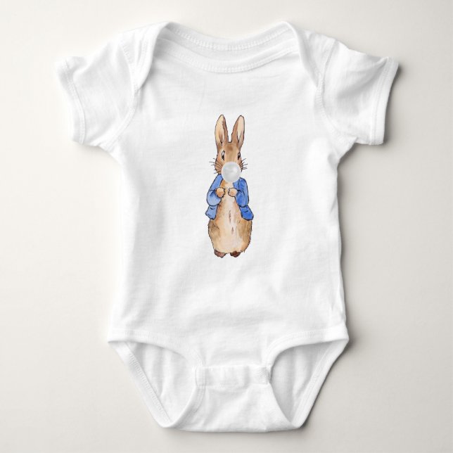 Body Para Bebê Peter o Rabbit soprando Goma Branca (Frente)
