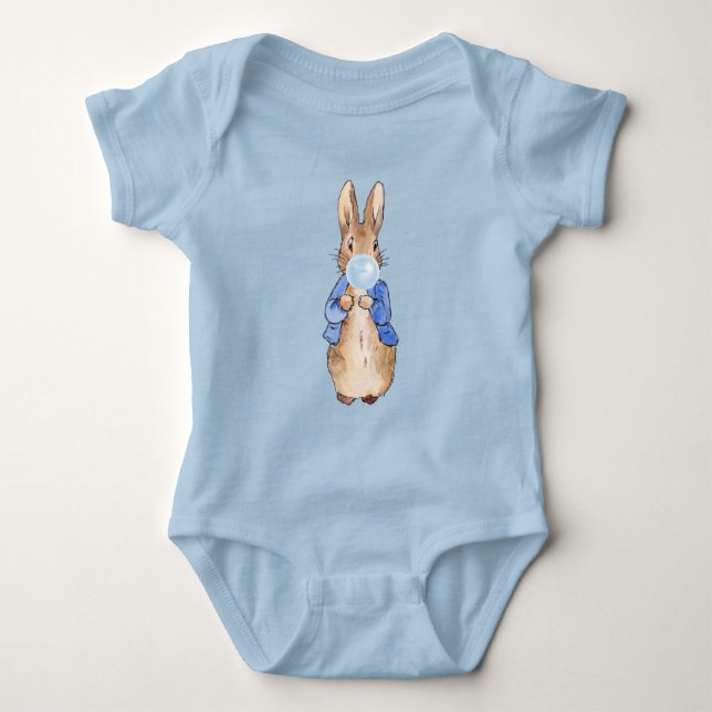 Body Para Bebê Peter o Rabbit soprando macarrão azul (Frente)