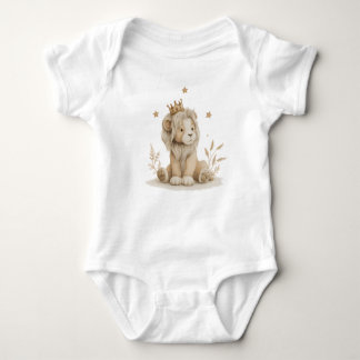 Body Para Bebê Petit Lion Royal à Couronne Dorée – Aquarelle