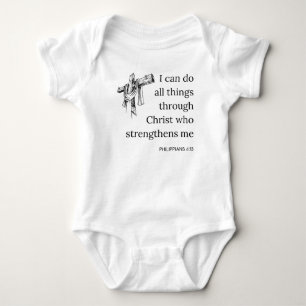 Body Para Bebê Philippians 4:13 Escritura de Bíblia KJV Cotação U