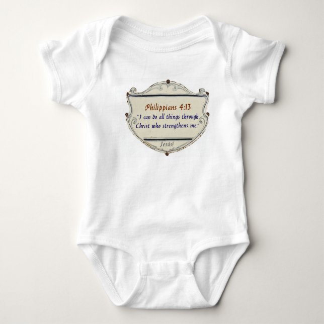 Body Para Bebê Philippians 4:13 Shield Baby Bodysuit (Frente)