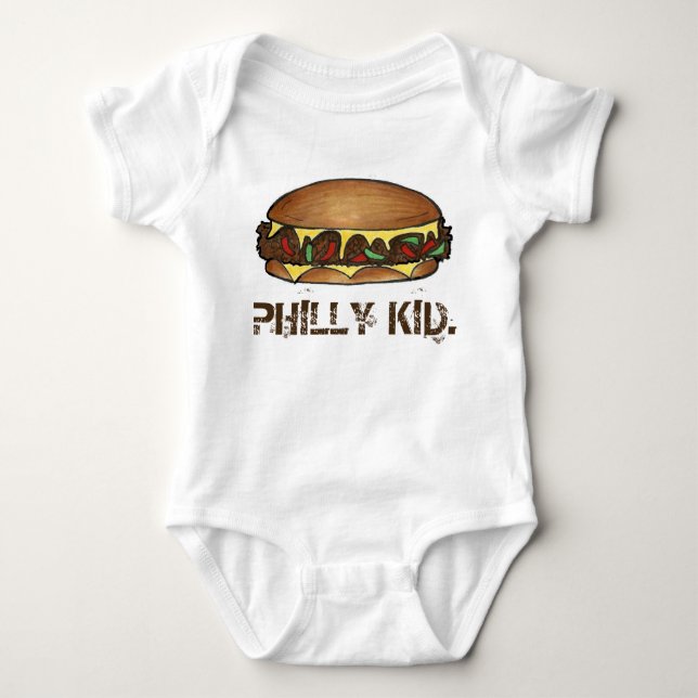 Body Para Bebê PHILLY KID Philadelphia PA Cheesesteak Sandwich (Frente)