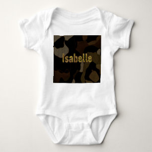 Body Para Bebê Pia batismal personalizada Isabelle da camuflagem