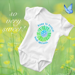 Body Para Bebê Pickleball Azul e Verde Personalizado