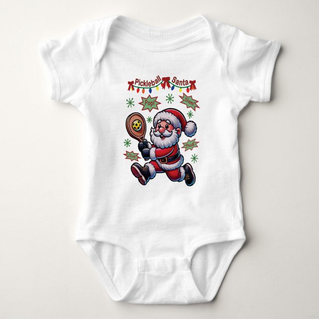 Body Para Bebê Pickleball Papai Noel Natal (Frente)