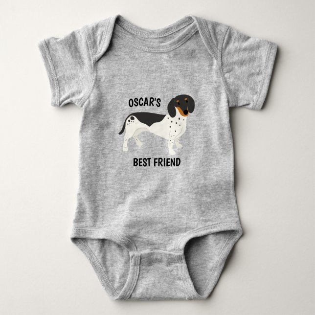 Body Para Bebê Piebald Dachshund Melhor Amigo (Frente)