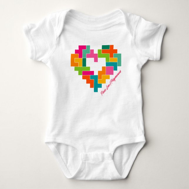 Body Para Bebê Piece, Love & Polyominoes Baby Shirt (Frente)