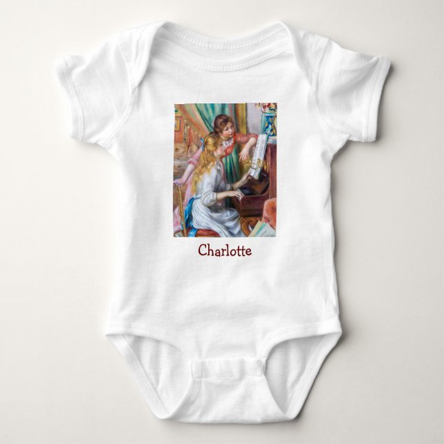 Body Para Bebê Pierre Auguste Renoir - Jovens Meninas no Piano (Frente)