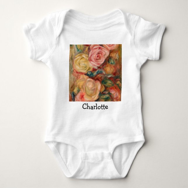 Body Para Bebê Pierre-Auguste Renoir - Rosas (Frente)