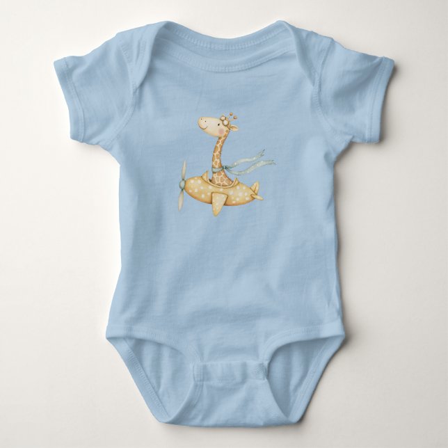 Body Para Bebê Piloto Giraffe de Aquarela (Frente)