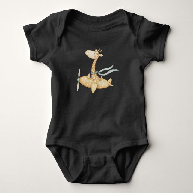 Body Para Bebê Piloto Giraffe de Aquarela (Frente)