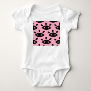 Body Para Bebê Pincel Aquarela Olhos, Padrão de Esboço.