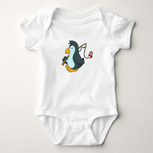 Body Para Bebê Pinguim a pescar com haste de pesca