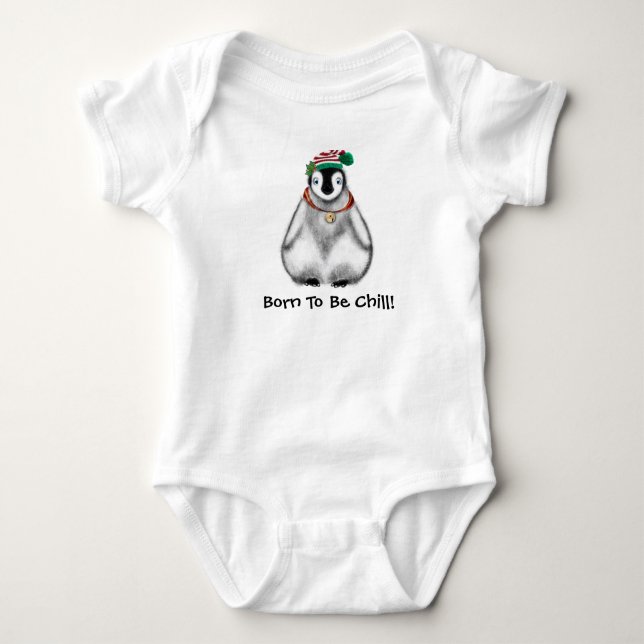 Body Para Bebê pinguim bebê de Natal (Frente)