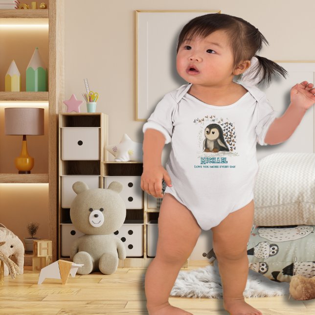 Body Para Bebê Pinguim Bonito Te Amo Mais ( Cute Penguin Love you more Baby Bodysuit )
