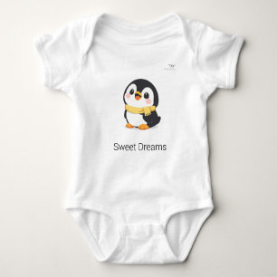 Body Para Bebê Pinguim Chibi Fofo com Cachecol Personalizado 