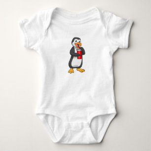 Body Para Bebê Pinguim com Bebendo com palha