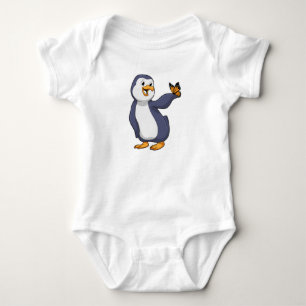 Body Para Bebê Pinguim com borboleta