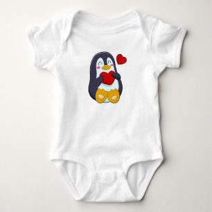 Body Para Bebê Pinguim com coração