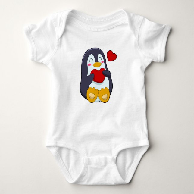 Body Para Bebê Pinguim com coração (Frente)