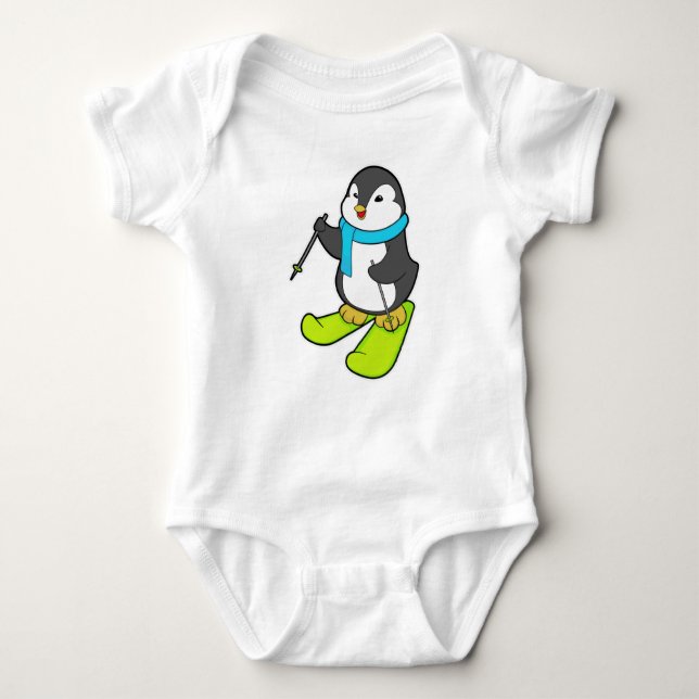 Body Para Bebê Pinguim com esqui (Frente)