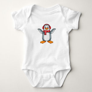 Body Para Bebê Pinguim com Scarf e fone de ouvido