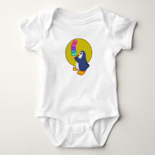 Body Para Bebê Pinguim com Sorvete