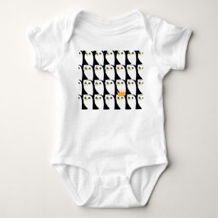 Body Para Bebê Pinguim Cômico: Vintagem Branca Preta