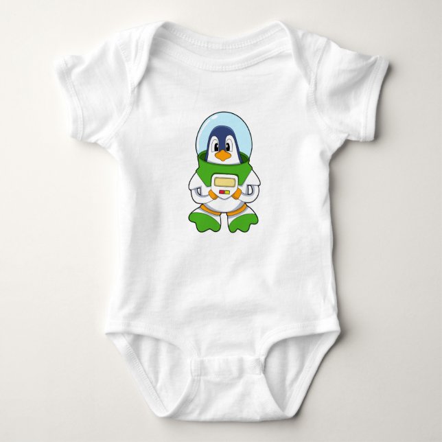 Body Para Bebê Pinguim como astronauta com fantasia (Frente)