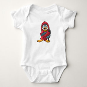 Body Para Bebê Pinguim como Bombeiro com extintor de incêndio