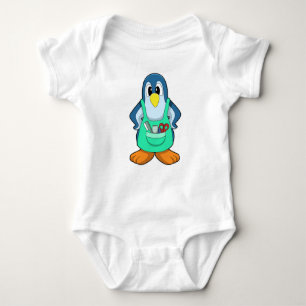 Body Para Bebê Pinguim como cabeleireiro com tesoura & Razor