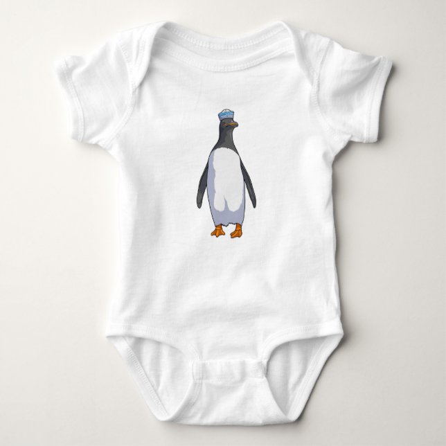 Body Para Bebê Pinguim como marinheiro com chapéu (Frente)