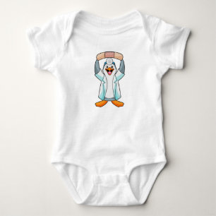 Body Para Bebê Pinguim como Médico com Plaster