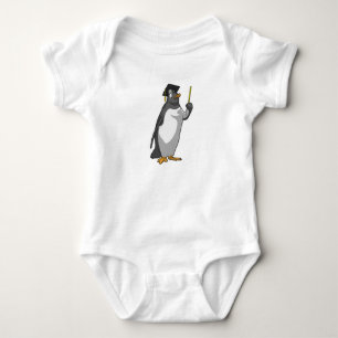 Body Para Bebê Pinguim como professor com ponteiro
