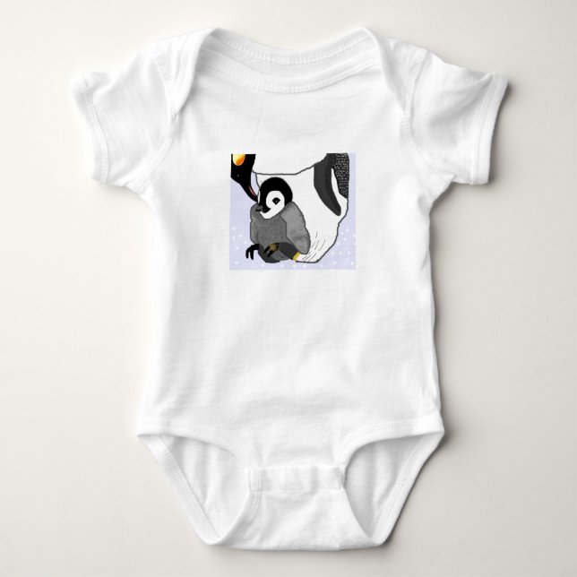 Body Para Bebê Pinguim da mãe & do bebê (Frente)