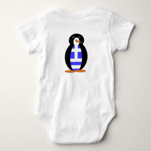 Body Para Bebê Pinguim de bandeira grega