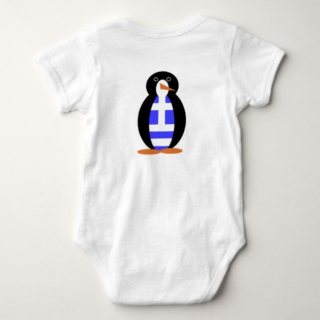 Body Para Bebê Pinguim de Bandeira Grega (Verso)