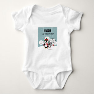 Body Para Bebê Pinguim De Bebê De Cinza Bonita Na Neve De Inverno