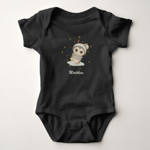 Body Para Bebê Pinguim De Inverno Com Estrelas E Nome Bebês