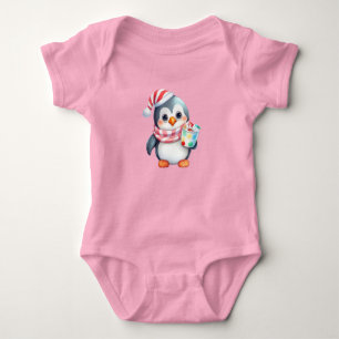 Body Para Bebê Pinguim de Natal - Bonito